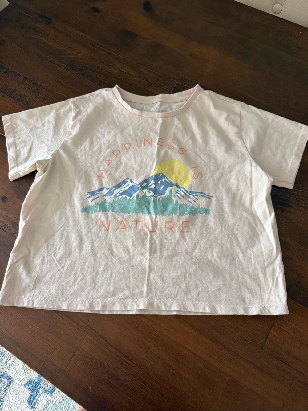 Kids White Graphic Tee - Nature Mountain Print